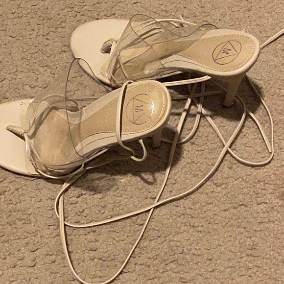 Misguided Clear Strap Lace Up Heeled Sandals - Picture 3 of 4